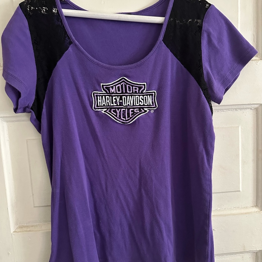 Harley-Davidson Women's Purple and Black Tee